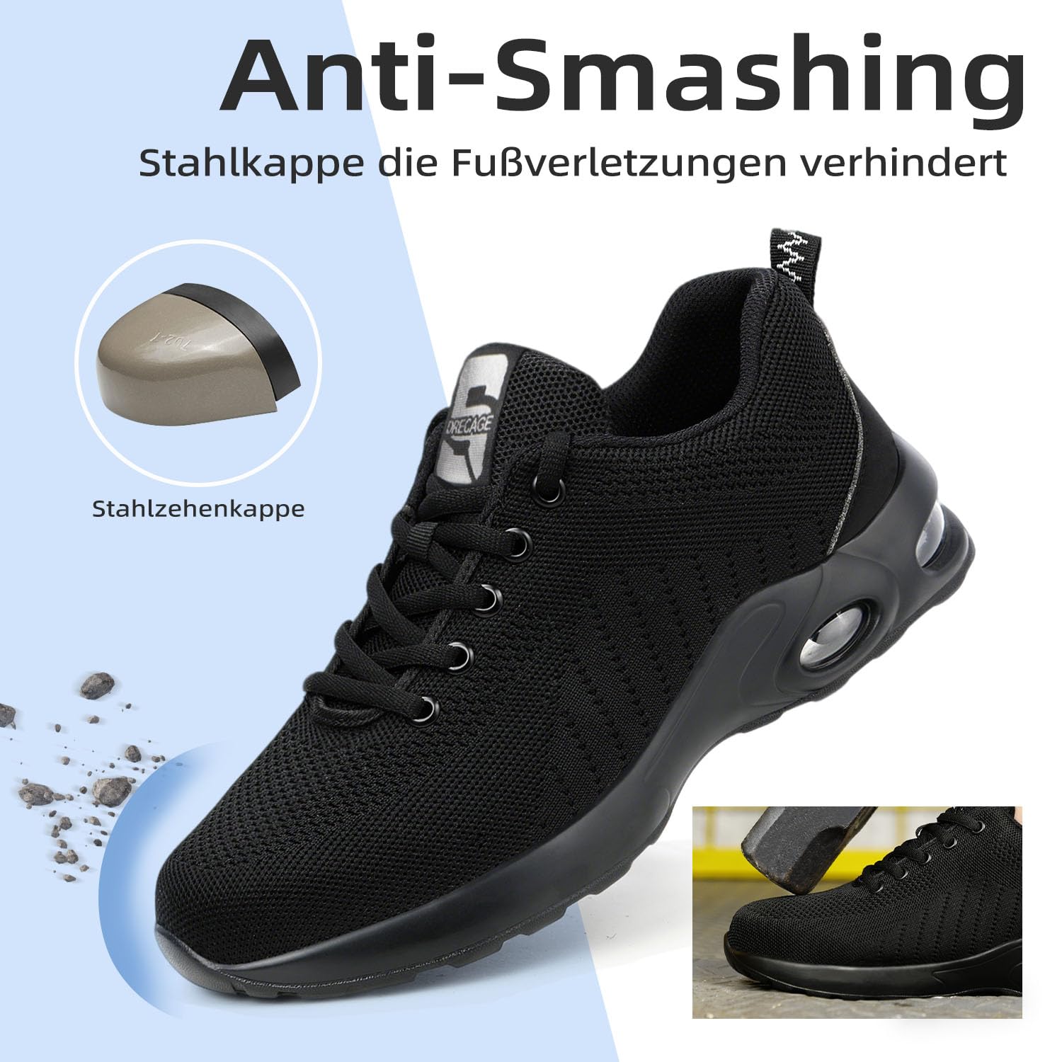 Scarpe da lavoro da donna, leggere, antinfortunistiche, traspiranti, sportive, con punta in acciaio, antiscivolo, con punta in acciaio