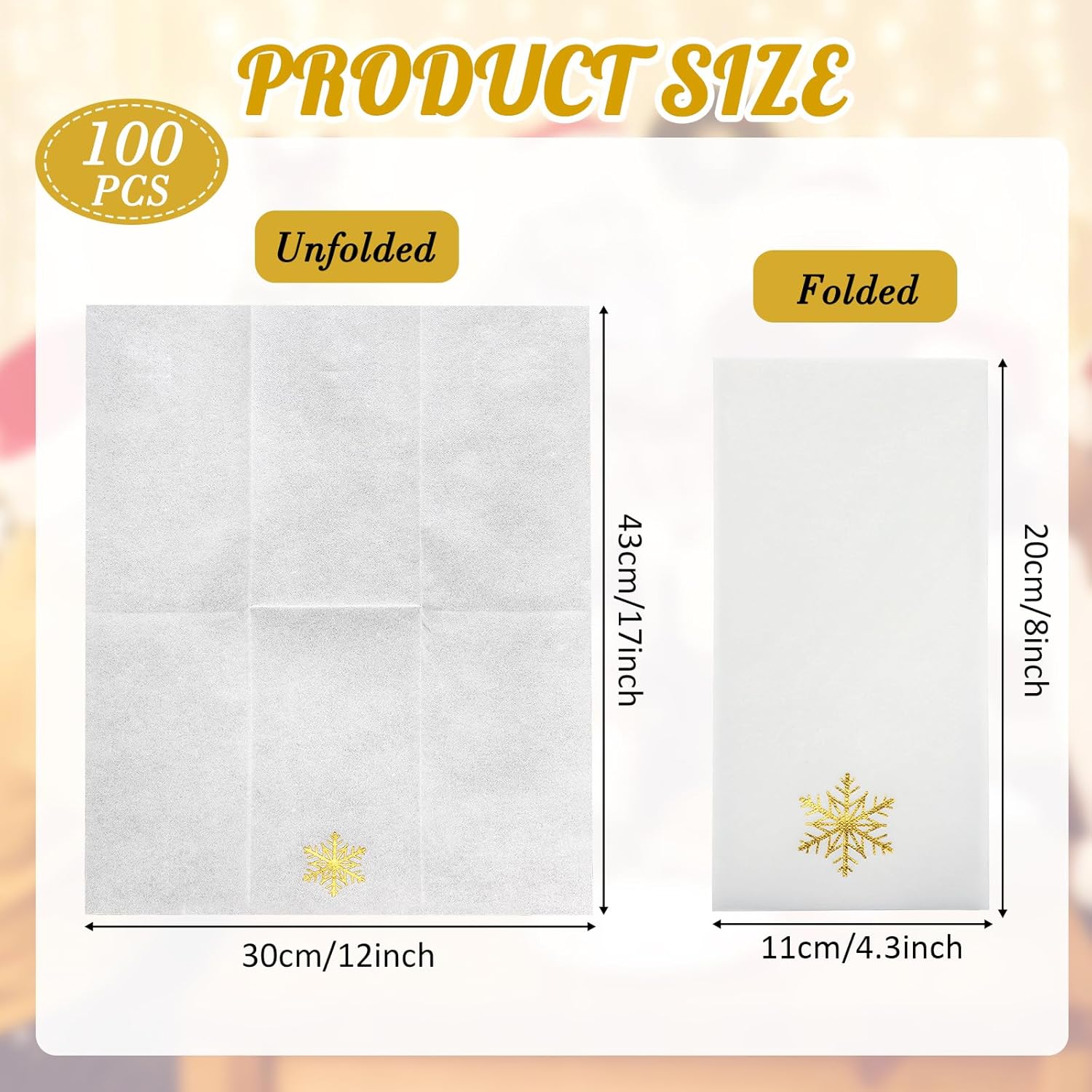 Janlaugh 100 Pcs Winter Snowflake Disposable Linen Guest Napkins Foil Stamped Holiday Paper Napkins Christmas Paper Hand Towels for Lunch Dinner Kitchen Bathroom Xmas Holiday Party