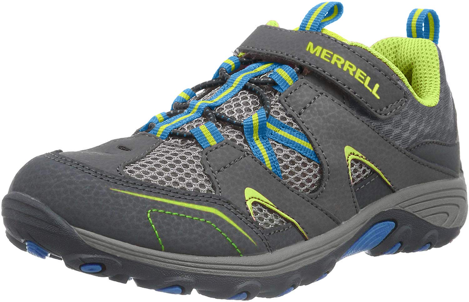 Merrell Trail Chaser Hiking Shoe (Little Kid/Big Kid),Grey/Blue/Citron,  M US Big Kid
