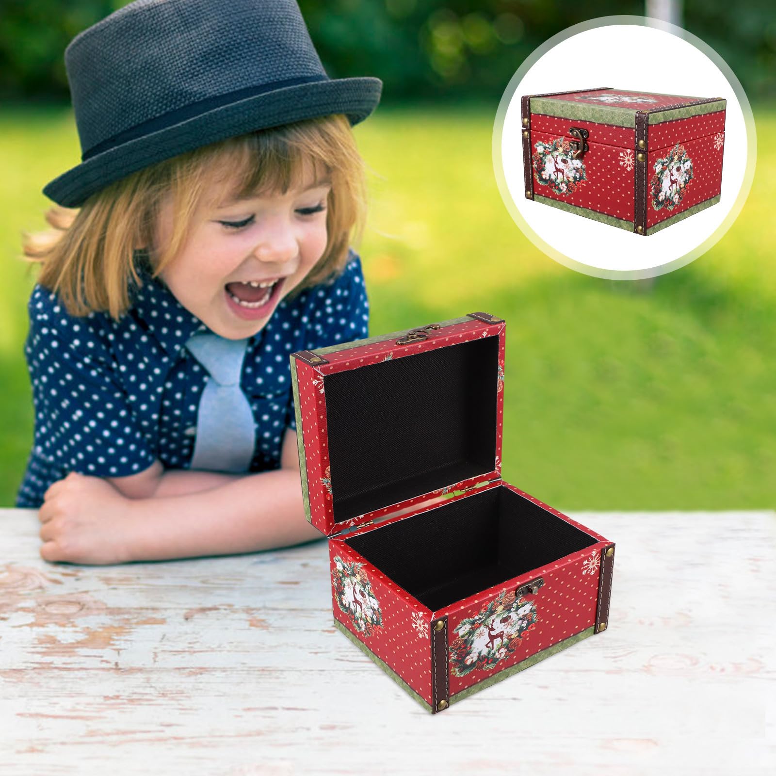 TOYANDONA 3 Stück Weihnachtliche Holzbox im Vintage Look für Schmuck und