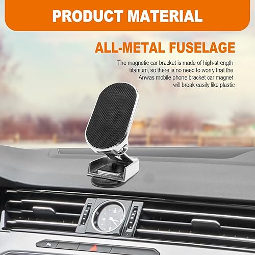 Miniatura 5 de Paquete de 2 soportes magnéticos plegables para teléfono, rotación de 360 grados, soporte universal para teléfono para tablero de instrumentos