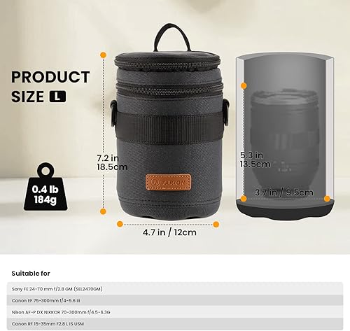 Vista 21 de TARION Funda rígida para lente de cámara profesional, bolsa acolchada para lente de cámara, bolsa de transporte para lente DSLR SLR, a prueba