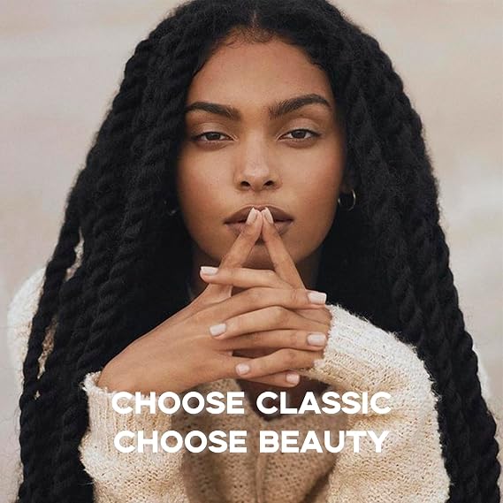Marley Twist Braiding Hair 8 Packs Marley Twist Hair Cuban Twist Hair 24 Inch Afro Kinky Curly Twist Crochet Hair Cuban Twist Soft and Natural Hair 1B Black (1B, 18inch)
