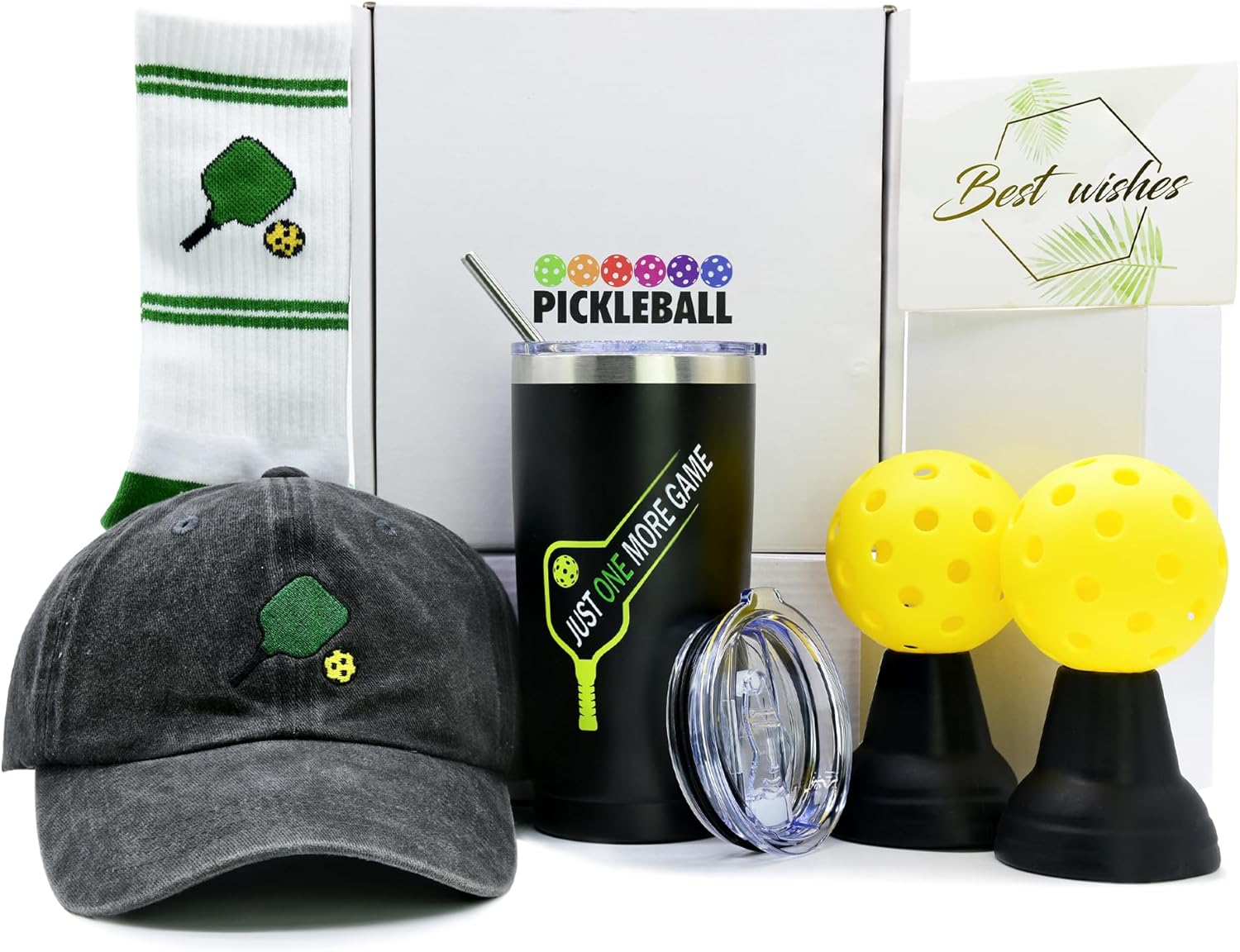 Pickleball Gifts for Men, Pickleball Gifts Set for Him, Unique Pickle Accessories Basket with Hat Tumbler for Dad Grandpa Husband Uncle Brother Friends