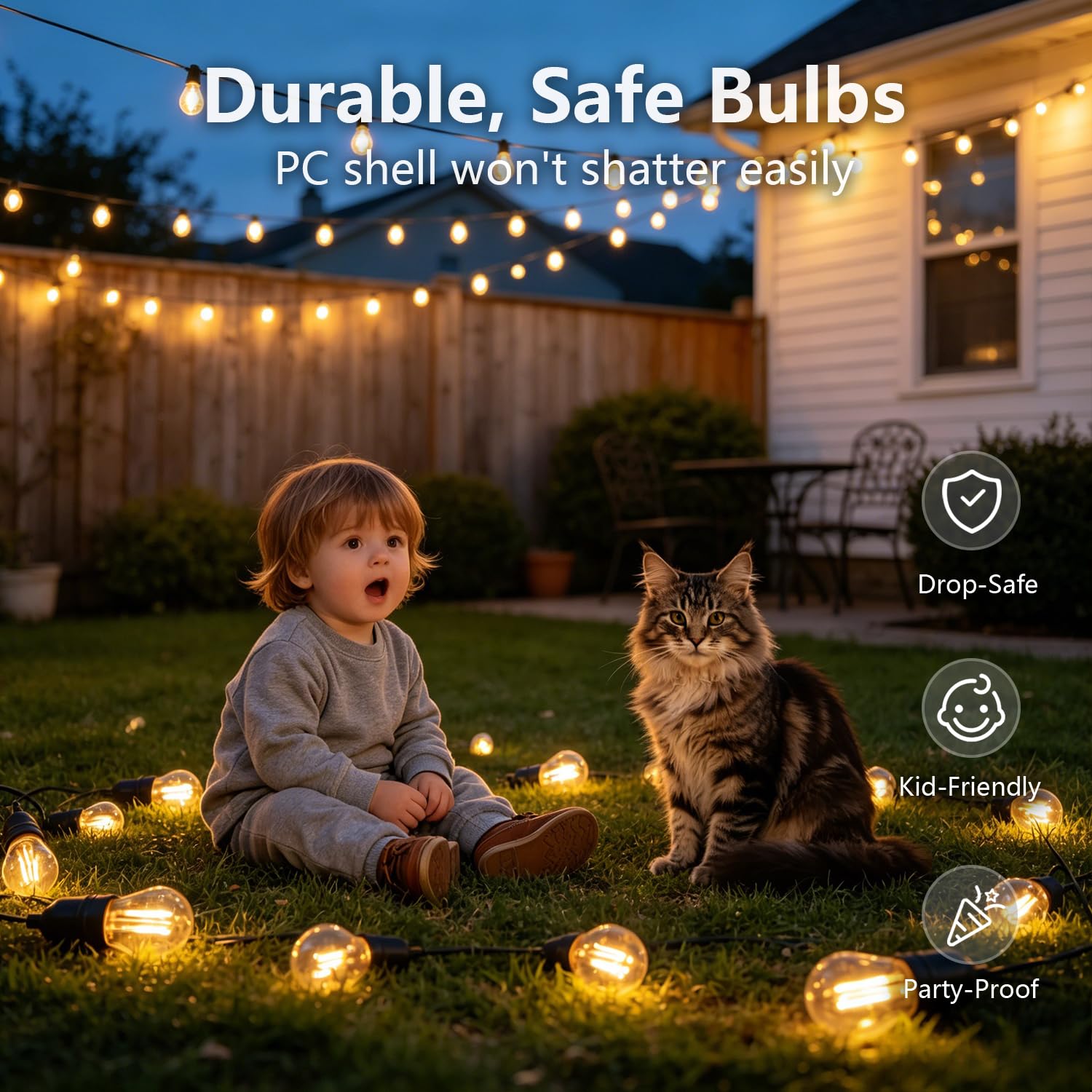 Bombillas LED de repuesto S14, inastillables e impermeables de 2 W, bombillas LED S14, cadena de luces para exteriores, base E26, bombillas LED Edison para patio, blanco cálido, plástico de 2200 K