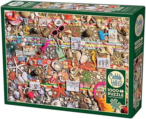 Cobble Hill - Rompecabezas de 1000 piezas, escena de playa, póster de muestra incluido