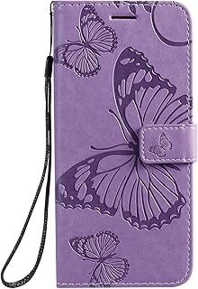 Motorola Moto G50 Case Shockproof Wallet Cover Embossed Butterfly PU Leather Flip Case TPU Bumper Protective Phone Cover for Motorola Moto G50 with Magnetic Closure Card Holder Stand, Purple