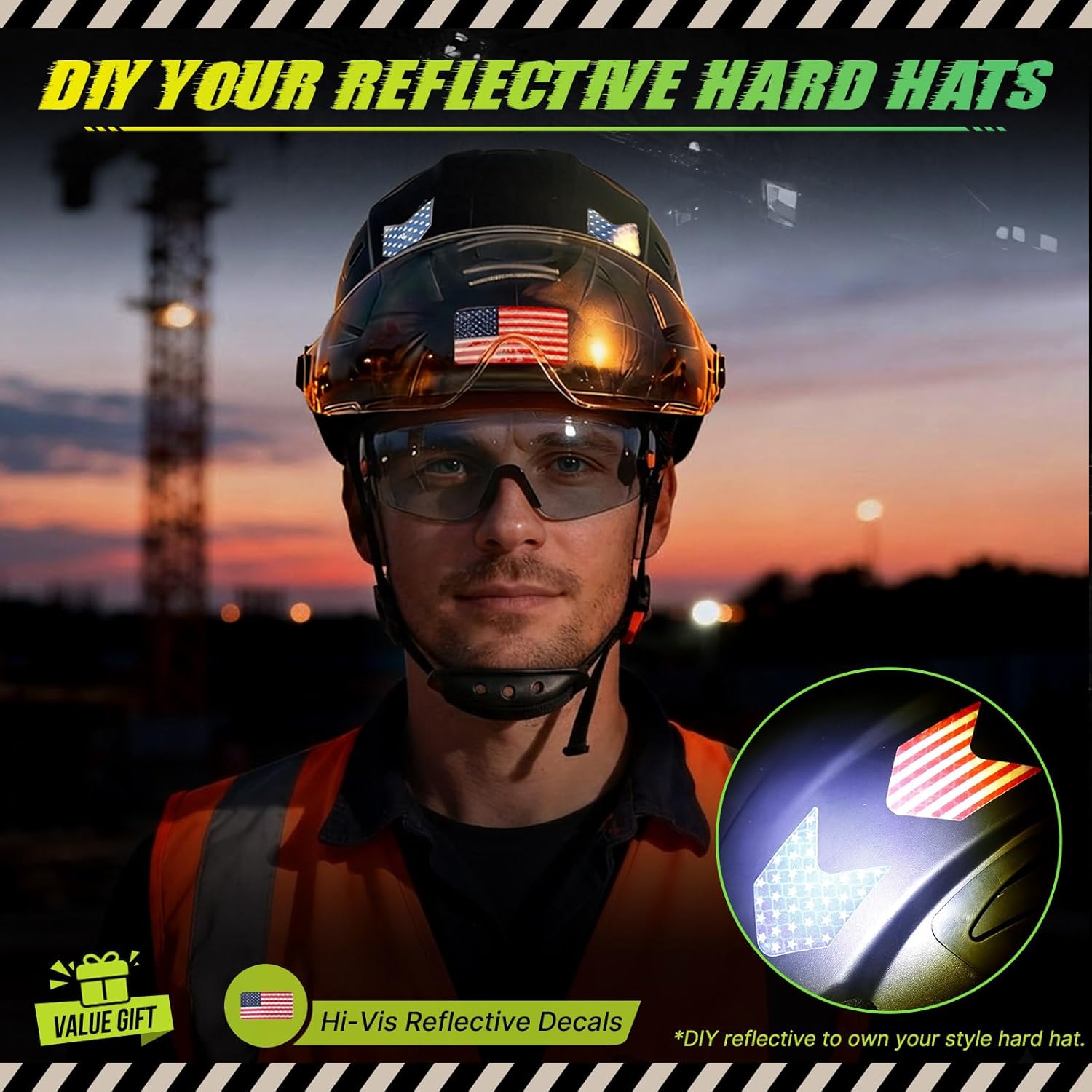 Hard Hats Construction OSHA Approved With Double Visor - Cascos De Construccion Vented Hard Hat With Clear and Tinted Visor Construction Safety Helmet Hat With Chin Straps 6pt Suspension - Image 5