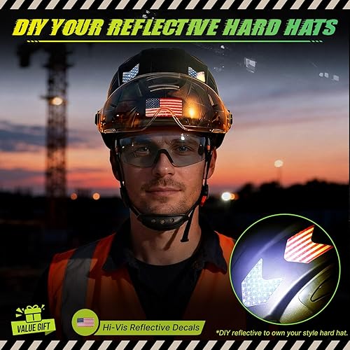 Miniatura 5 de Cascos De Construccion - Casco de construcción con visera doble aprobado por la OSHA - Casco duro ventilado con visera transparente y tintada, casco