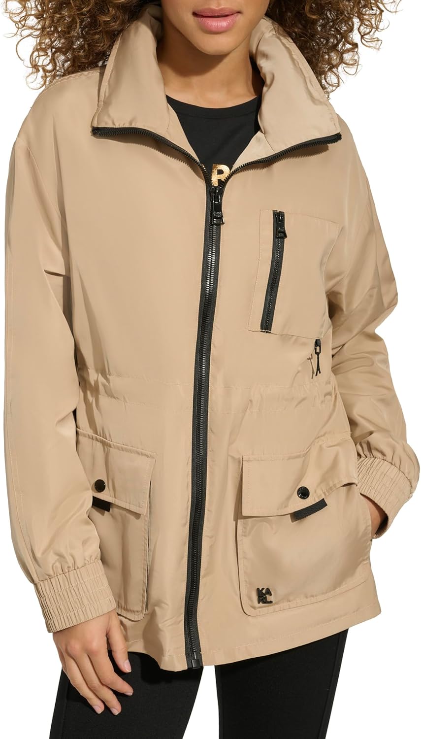 KARL LAGERFELD Women's Soft Windbreaker Rain Wear Durable 3 Pocket Anorak - Image 8