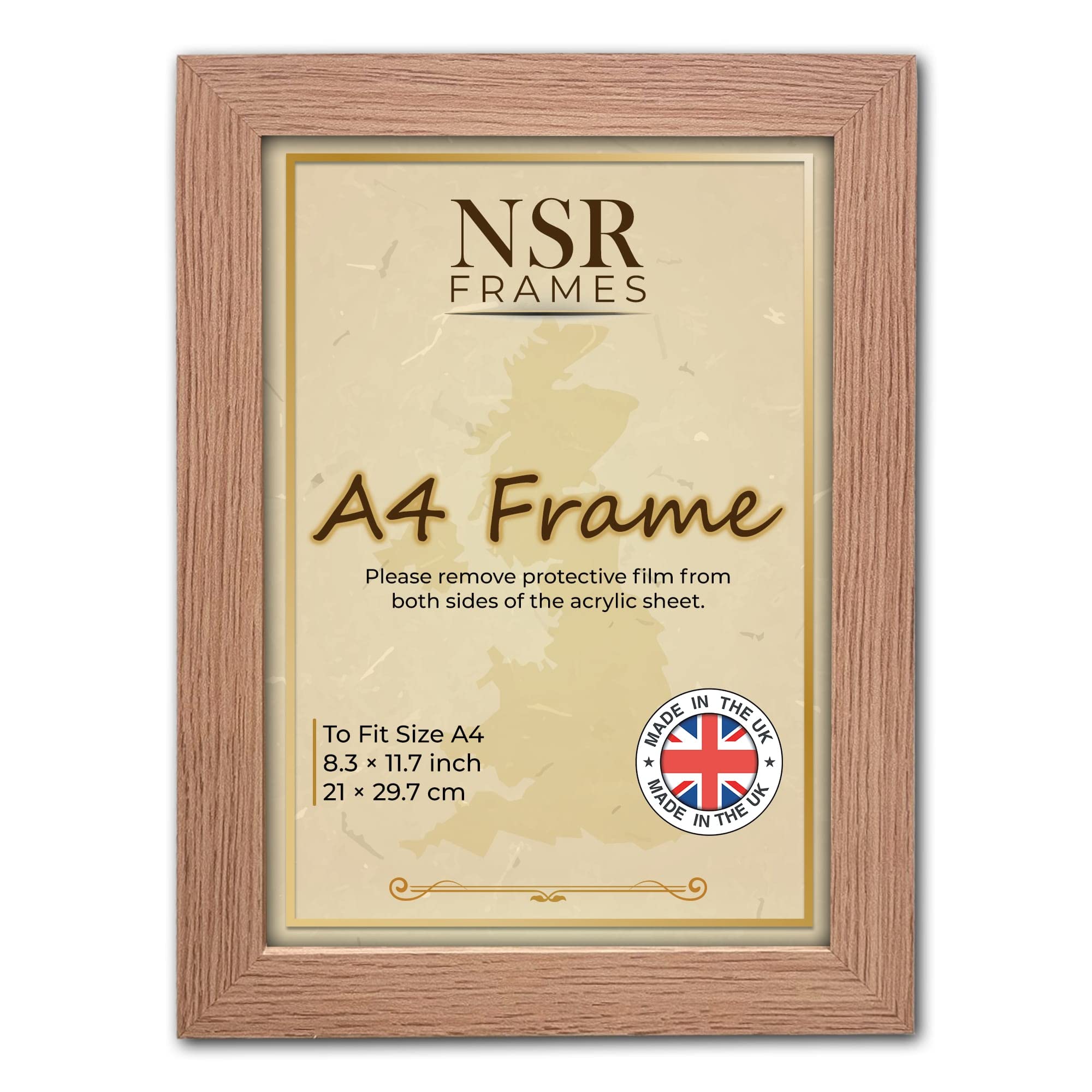 Nsr Oak A4 Picture Frames, Freestanding And Wall Mountable A4 Flat Shape Photo Frames Perfect As Certificate Frame & Poster Frame