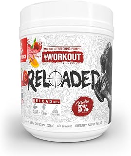 5% Nutrition Rich Piana Reloaded High Stim Pre-Workout | Ultra Energy, Focus, Pumps, Power & Endurance | Citrulline, GlycerSize, Nitrosigine, Creatine, Choline, Huperzine A (Fruit Punch)