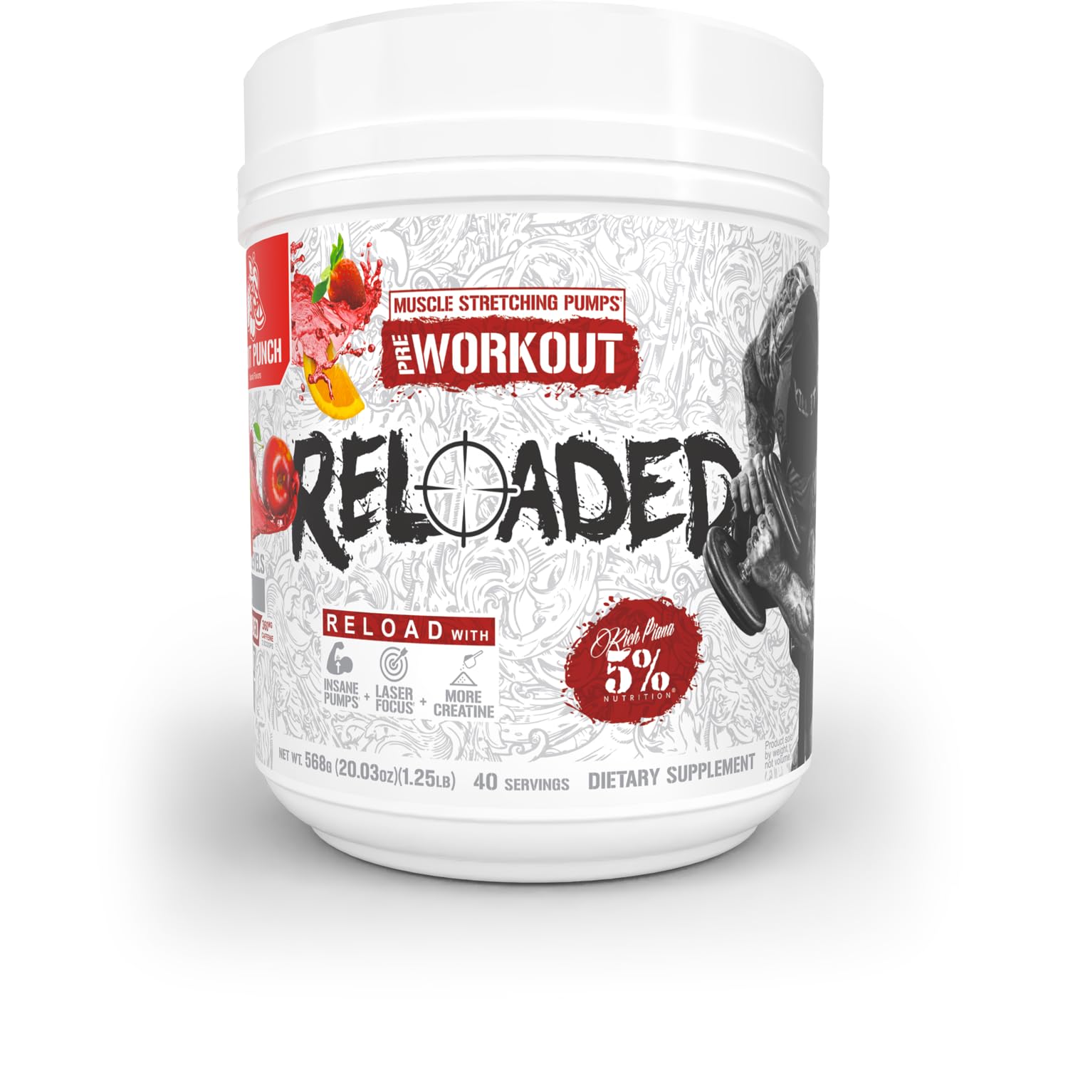 Amazon.com: 5% Nutrition Rich Piana Reloaded High Stim Pre-Workout