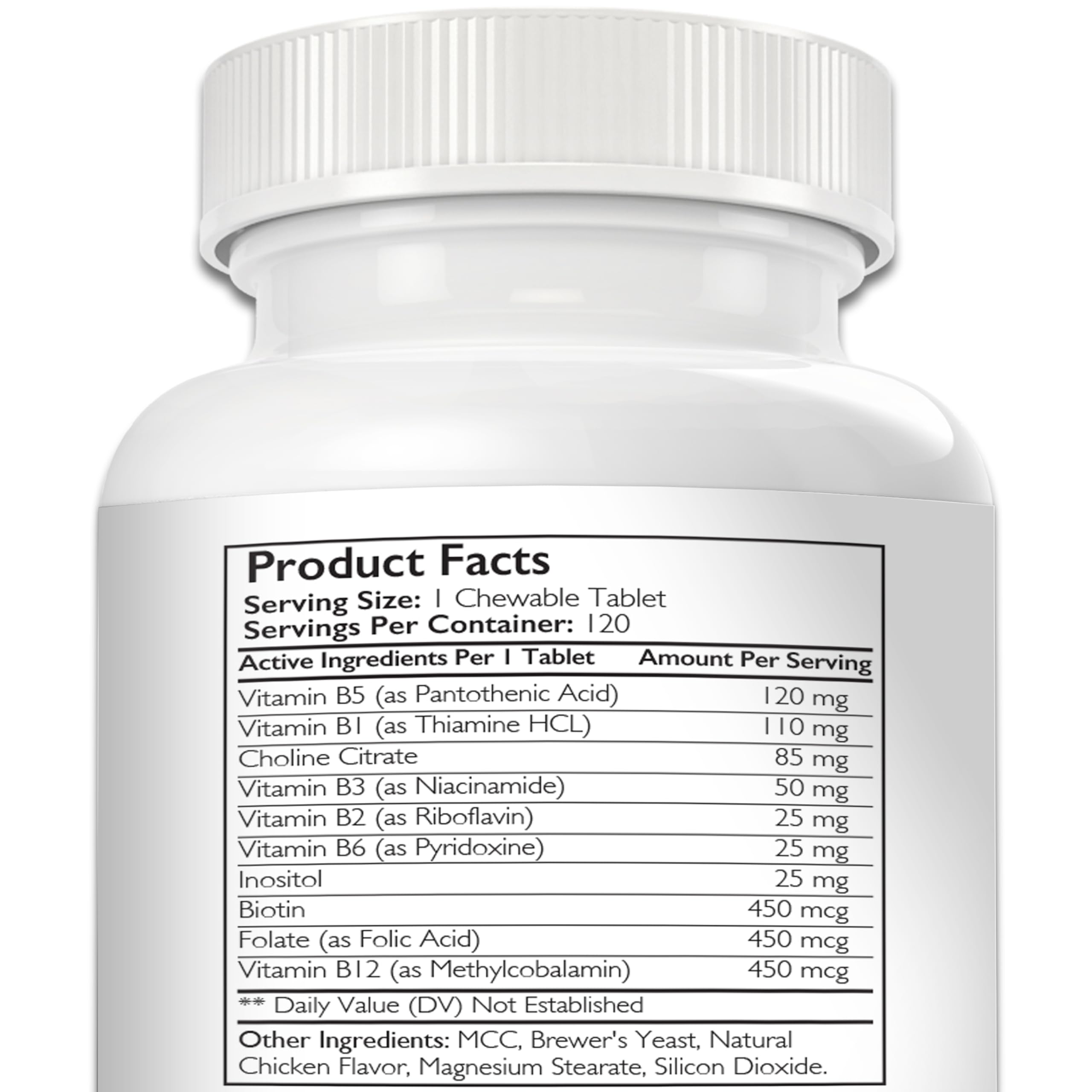 Vitamin B for Dogs, Complete B Complex for Dogs, Promote Blood Cell & Nervous System Health, Help Sustain Cellular Energy Production & Maintain Brain Function, 120 Chewable Tablets