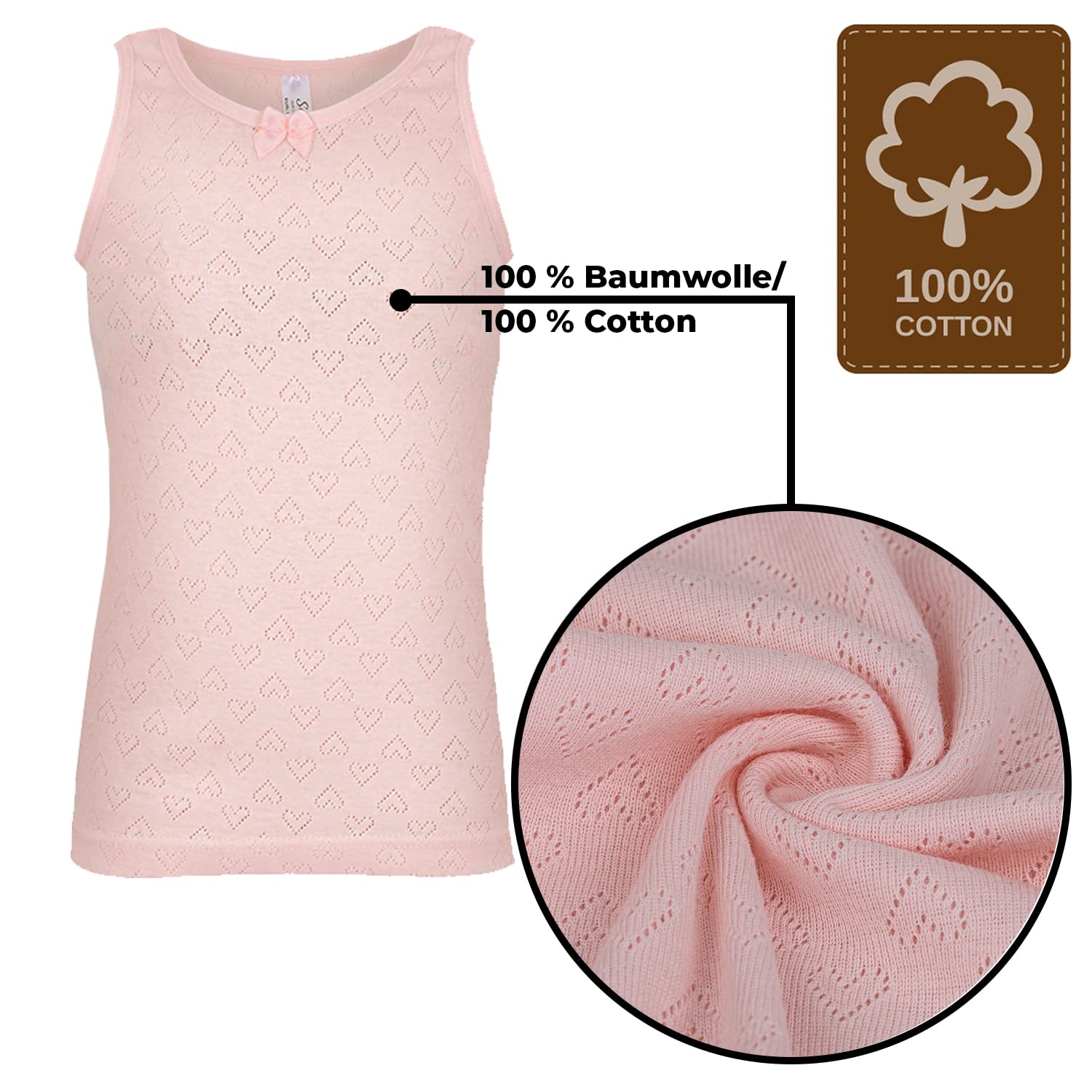 SAMILY Unterhemden für Mädchen 100% Baumwolle 5er Pack Unterwäsche, Tank Top atmungsaktiv bequem – Gr. 98–164