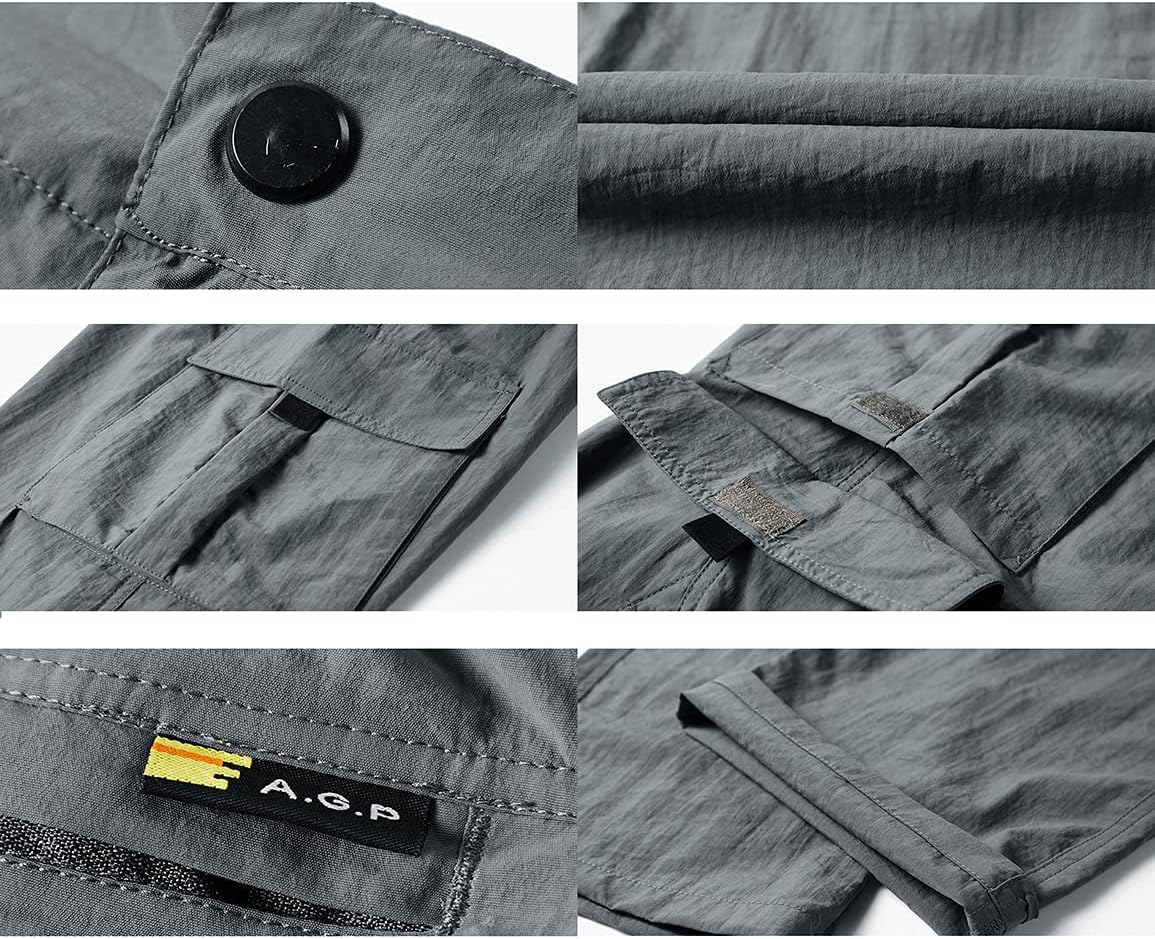 Kolongvangie Quick Dry Cargo Pants Men's Outdoor Casual Workout Breathable Hiking Pant with Multi-Pocket