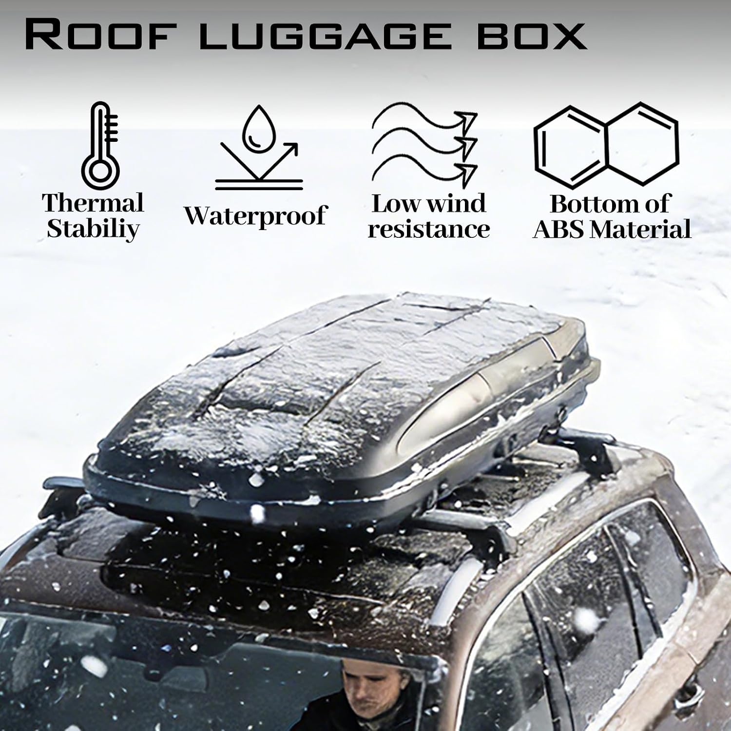 14 Cubic Feet Black Hard Shell Car Roof Storage Box - Tool-Free Quick Install, Dual-Side Opening, Lockable ABS/PMMA Cargo Carrier (Black)
