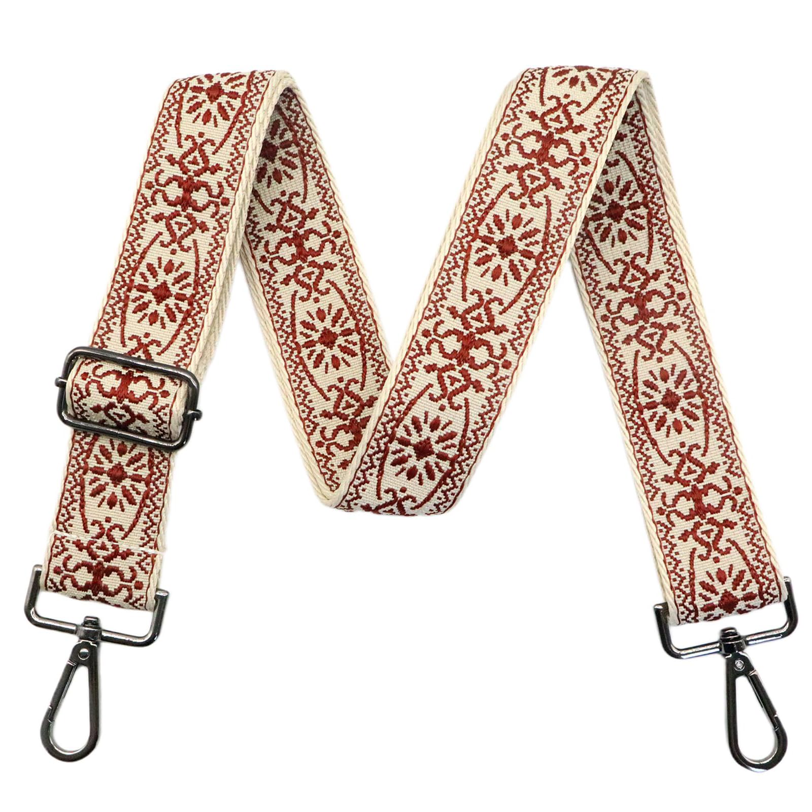 LEMEDE Purse Strap Adjustable Replacement Crossbody Bag Strap Retro Jacquard Embroidery Shoulder Straps for Canvas Bag