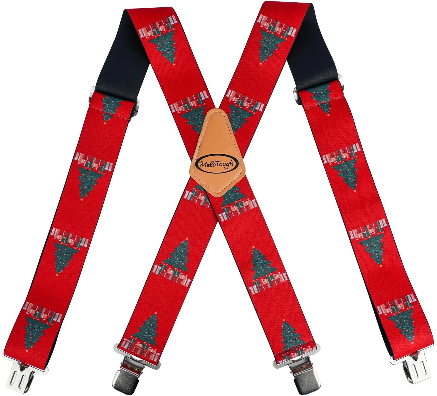 MELOTOUGH Christmas Tree Men's Suspenders w/Clip, Heavy Duty suspenders for men, Work suspenders for Christmas Gift