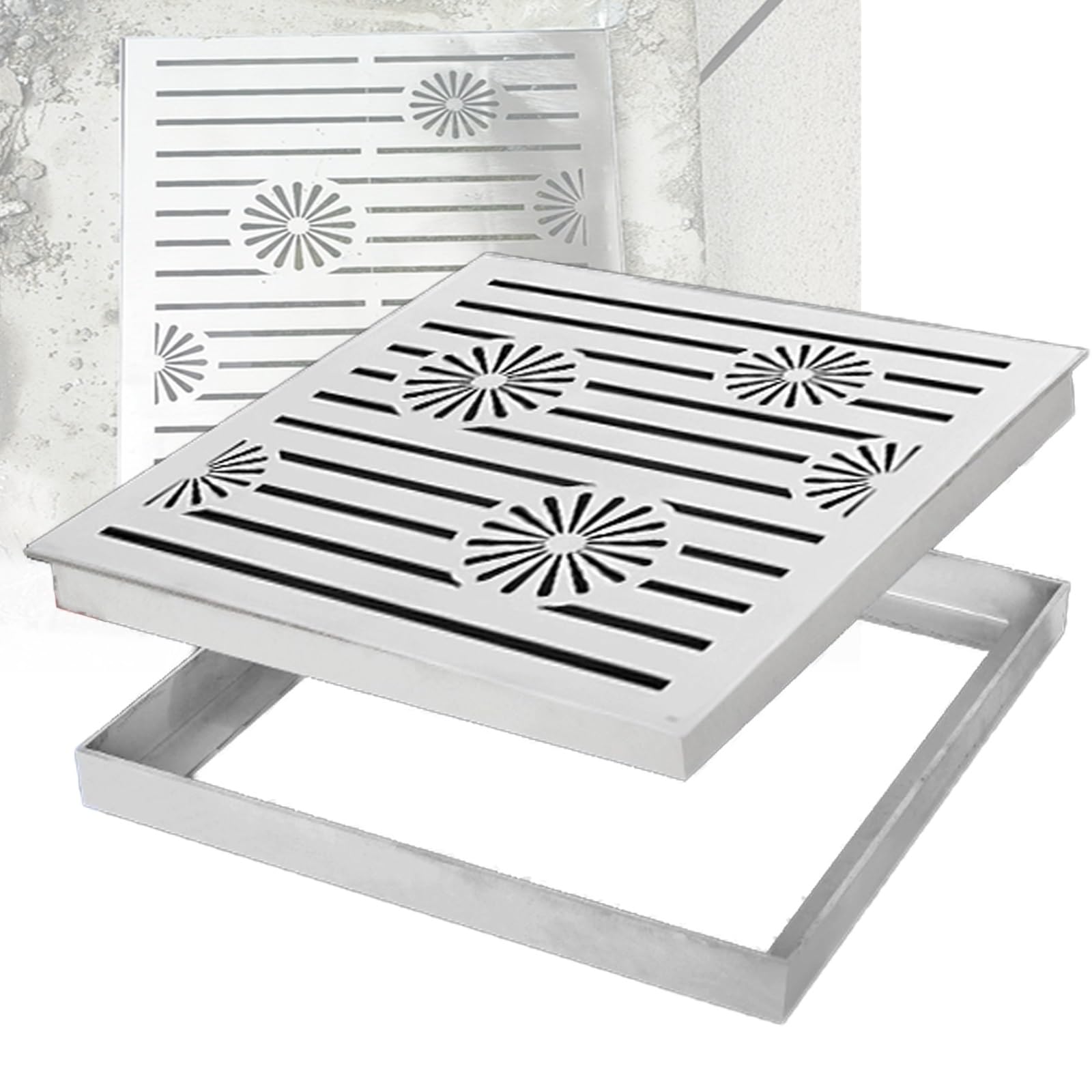 Couvercle de drain extérieur pour jardin et cour, plaque robuste de 50x50 cm