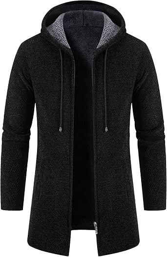 Long Winter Coats for Men Long Cardigan Hoodies Full Zip Sweaters Fashion Knitted Men Regular Fit Sweater Hooded Coat