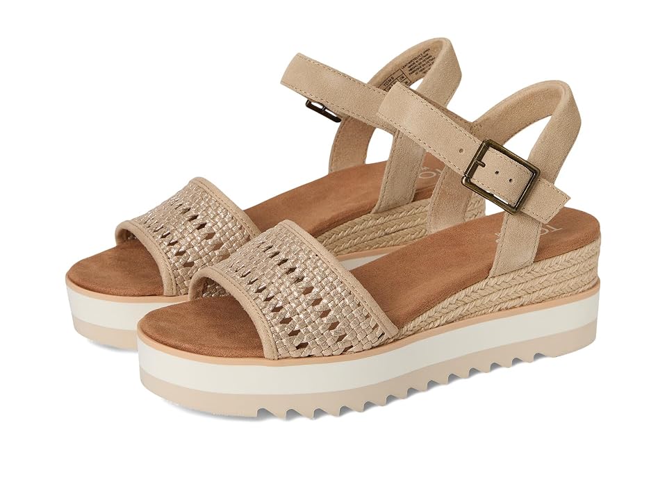 TOMS Diana Sandal Women's Sandals Champagne Metallic : 9.5 B - Medium, Leather/Rubber