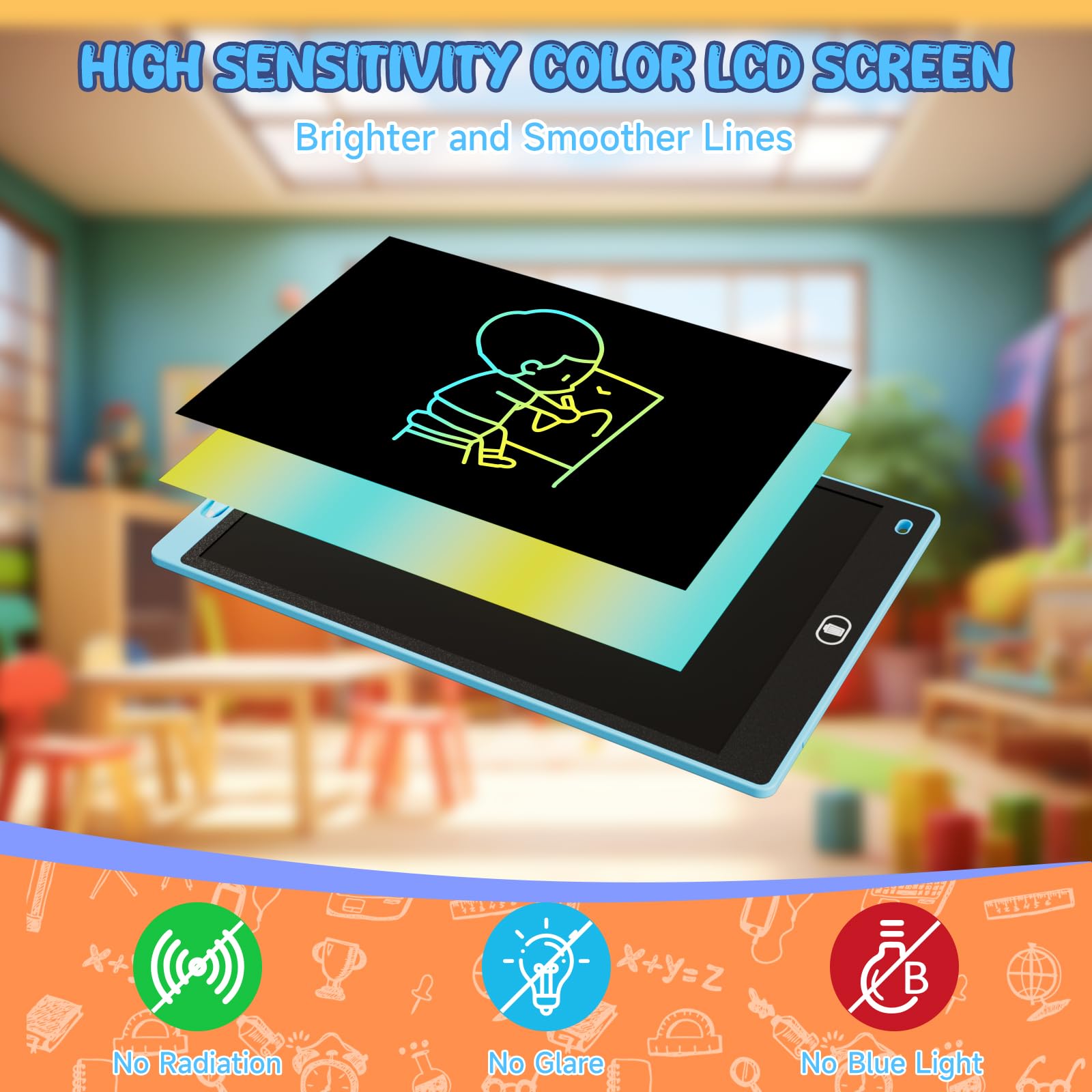 3 Packs 12 Inch Drawing Tablet for Kids Electight Colorful LCD Writing Board Toys for Boys Girls Erasable Drawing Pad Learning Educational Gifts for 3 4 5 6 7 Years Old - Image 3