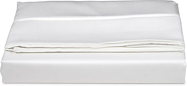 Amazon Basics 400TC Cotton Sateen Wrinkle Free Flat Sheet, White 275 x 275 cm