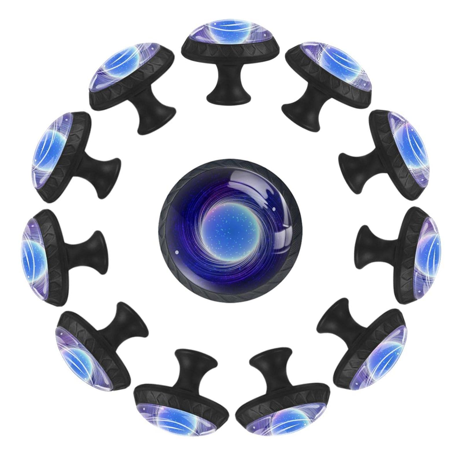Boutons de tiroir ronds en spirale bleu néon 35mm pour commode | Lot de 12