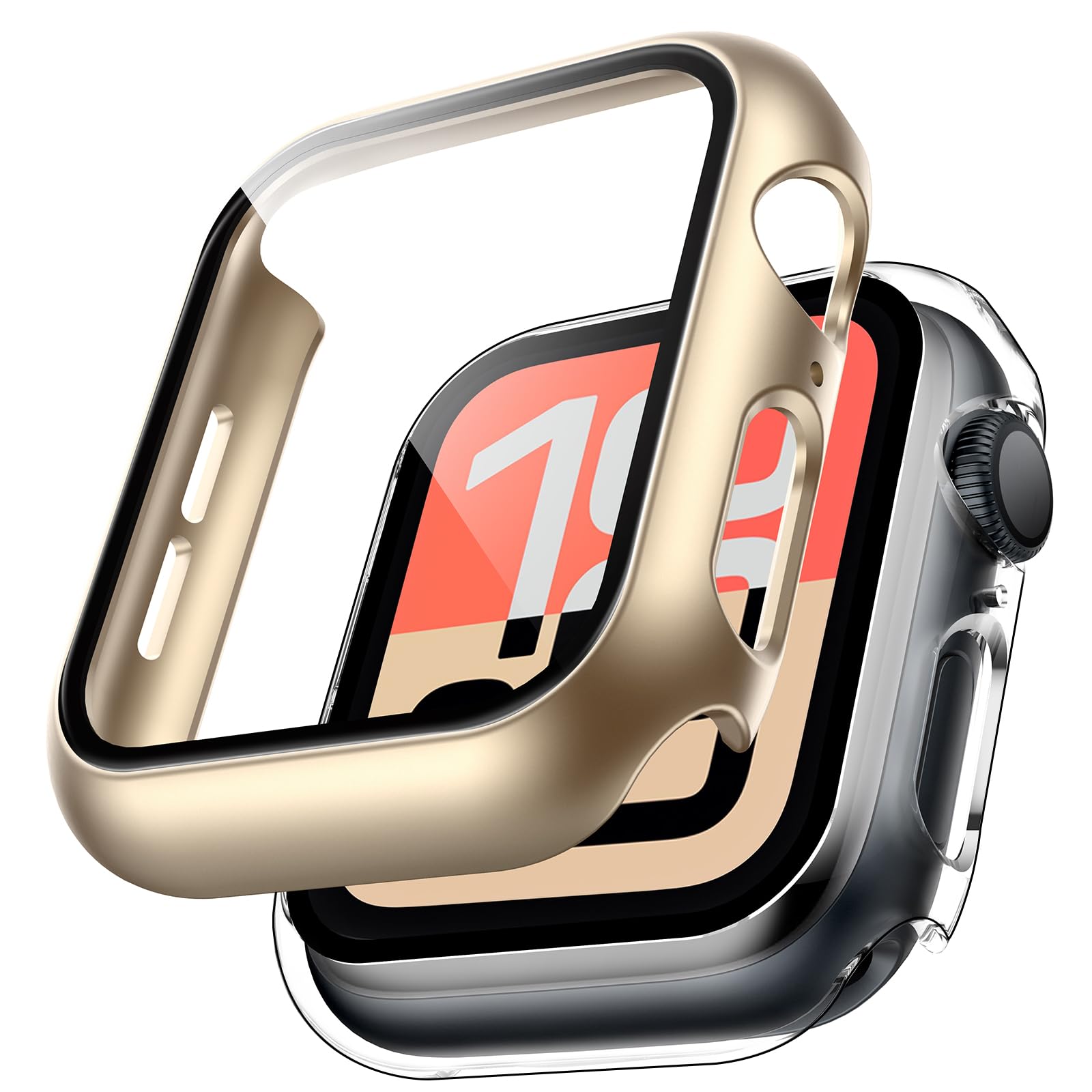 TAURI 2 Pack Hard Case for Apple Watch SE 3 /Series 6/5/4 /SE 44mm with 9H Tempered Glass Screen Protector, [Touch Sensitive] [Full Coverage] Slim Bumper Protective Cover for iWatch 44mm - Black — view 53