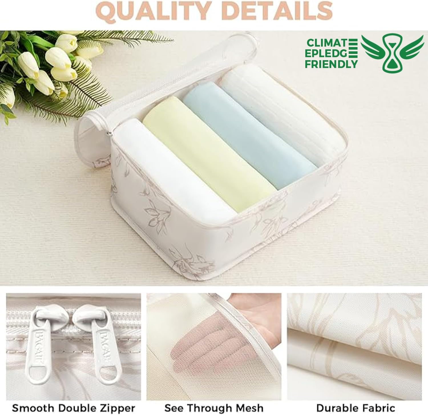 BAGAIL 9 Set Packing Cubes with Packing List Luggage Packing Organizers for Travel Accessories (Pink floral)