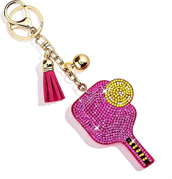 Pickleball Gifts for Women Pickle Ball Gifts for Teens Girls Pink Pickleball Keychain Bling Rhinestone Pickle Ball Keychain Pickleballs Party Favors Mini Pickleballs Accessories for Women