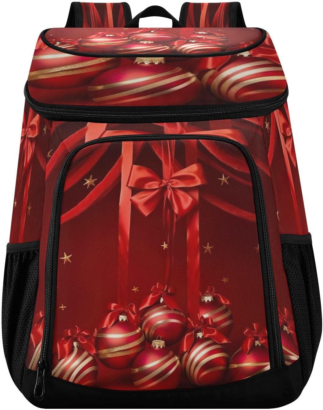 Christmas Balls Ribbons and Bows Cooler Backpack 36 Cans Leakproof Waterproof Backpack Cooler Bag Beach Accessories Travel Camping Fishing Backpack for Women Men