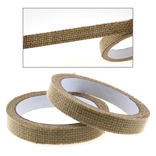 Miniatura 5 de Cinta adhesiva de yute autoadhesiva de 0.6 in, 6,56 pies, cinta adhesiva de cáñamo natural, 2 uds