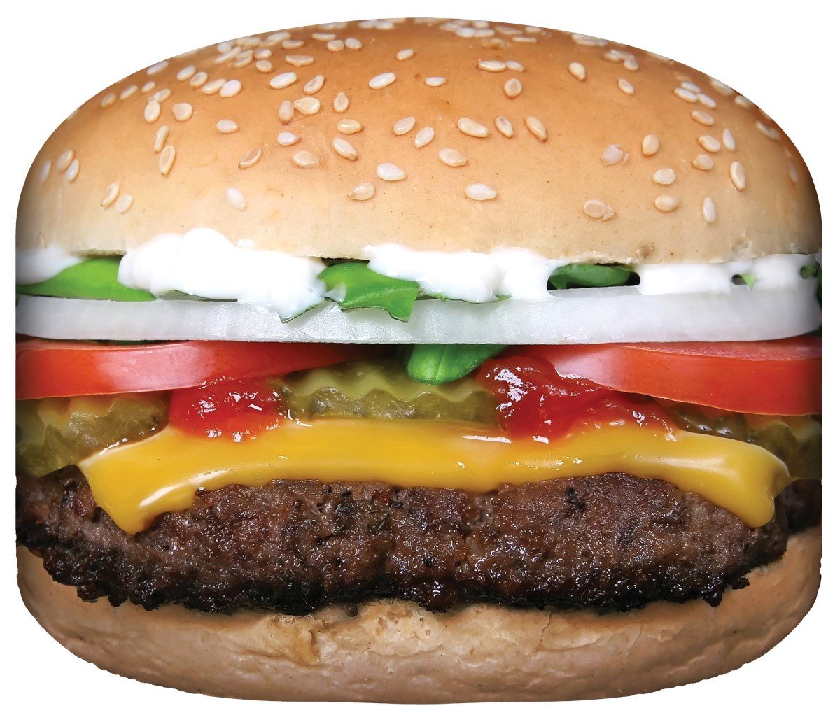 Jeté de lit nourriture fantaisie hamburger réaliste 60 x 60 pouces