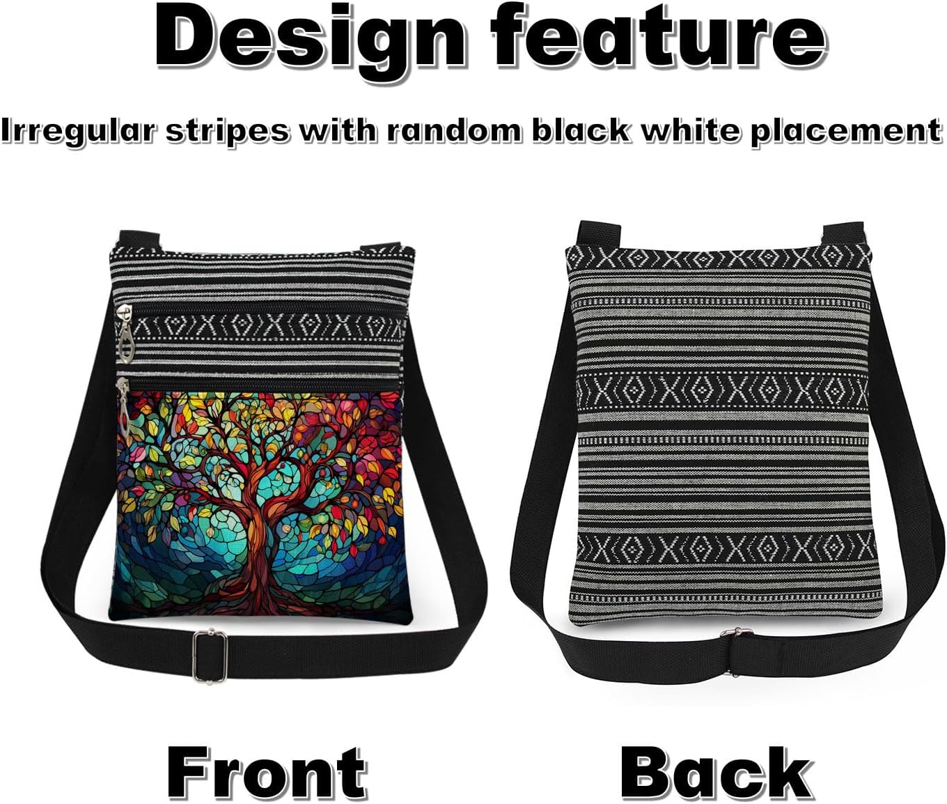 Stained-Glass Tree of Life Mom Crossbody Bag Women Adjustable Shoulder Strap Messenger Bag Special Birthday Gift for Mother's Day Daily Use Travel Purse