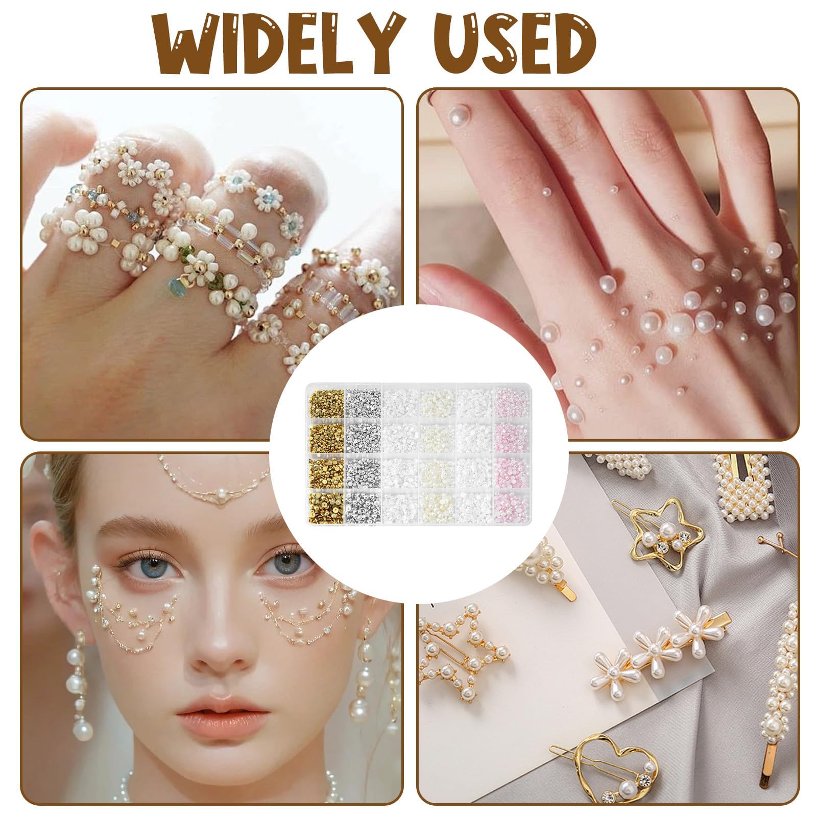 Lot de 10 000 perles à ongles plates, 6 couleurs et 4 tailles, avec pince à épiler pour manucure, décoration de chaussures et accessoires de loisirs créatifs.