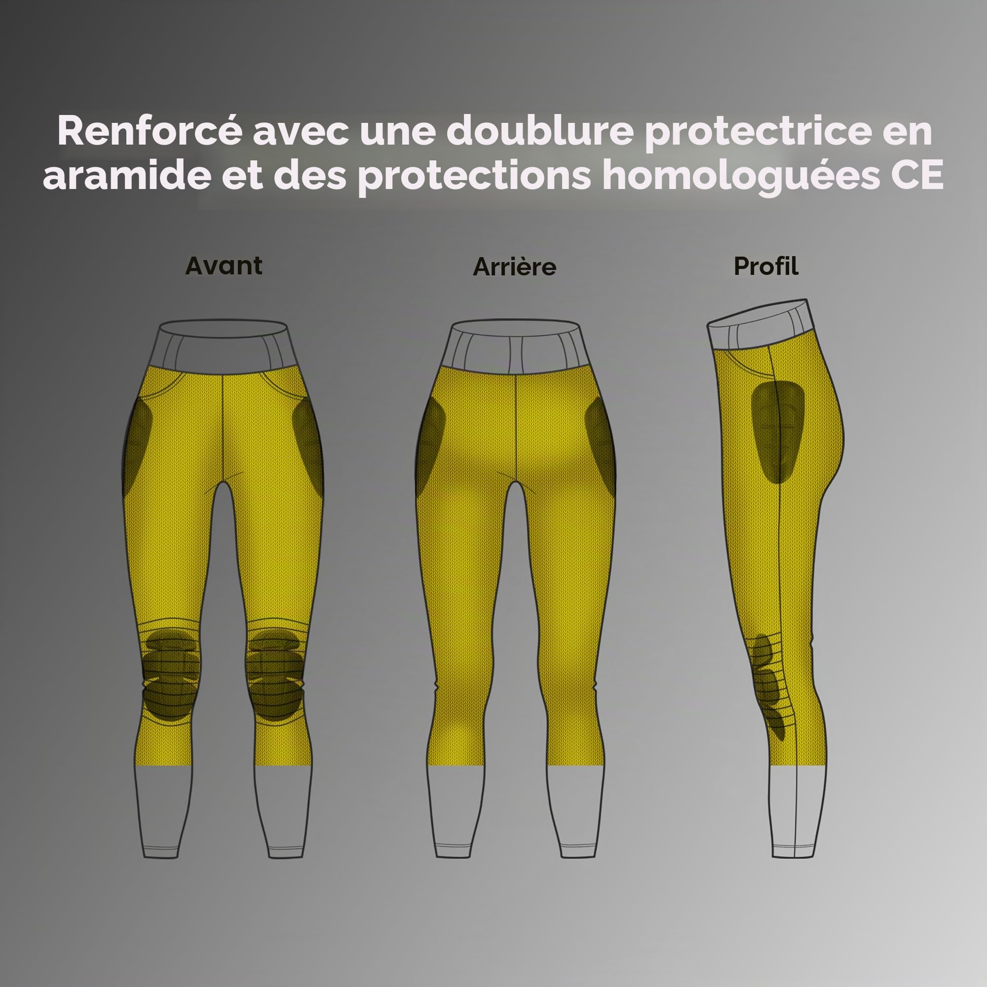 GREAT BIKERS GEAR Legging de moto pour femme - Doublure en Kevlar - Avec armature CE amovible - Jambe courte
