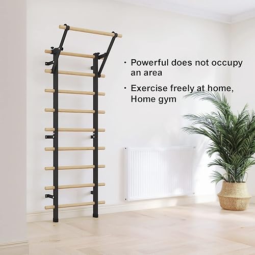 Miniatura 6 de DHT - Barra de madera para escalera, con 9 varillas estratégicas, para el hogar, gimnasio, escuela y clínicas