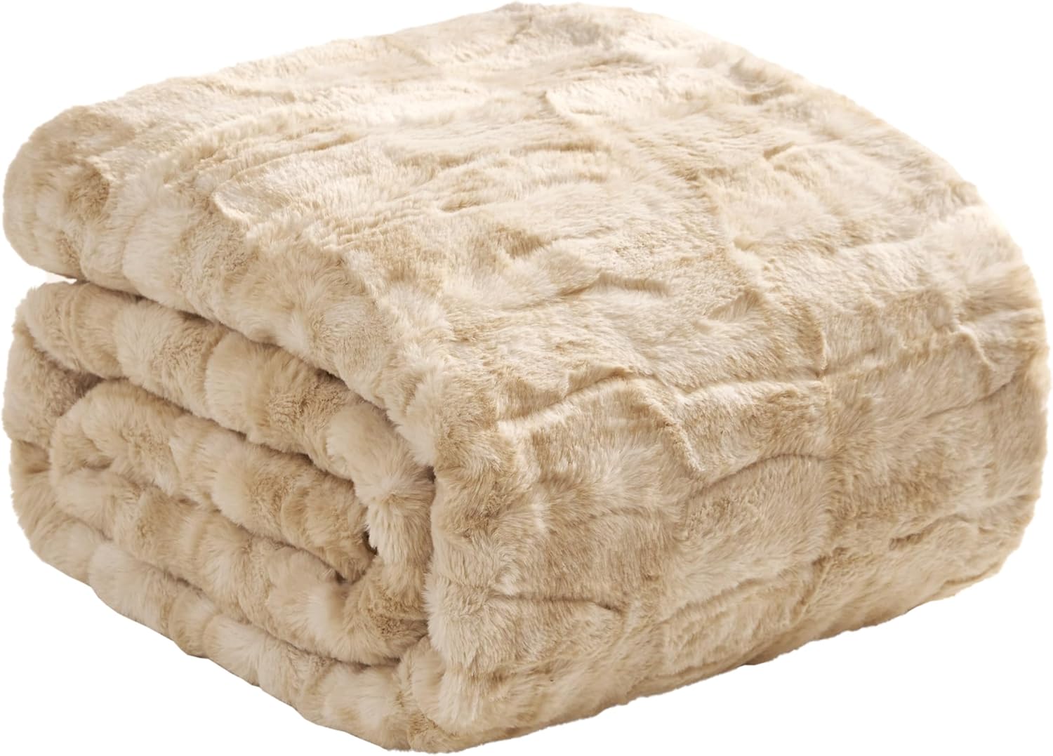 Nine West Faux Fur Throw Blanket, 50"x70", Safari Brown