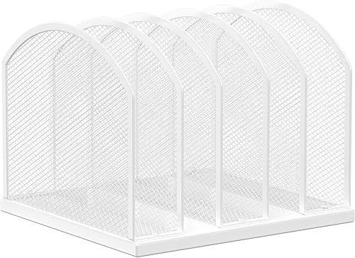 Miniatura 11 de Organizador de escritorio vertical de 5 secciones, organizador de carpetas de malla de 5 secciones para oficina, hogar y aula (1, negro)