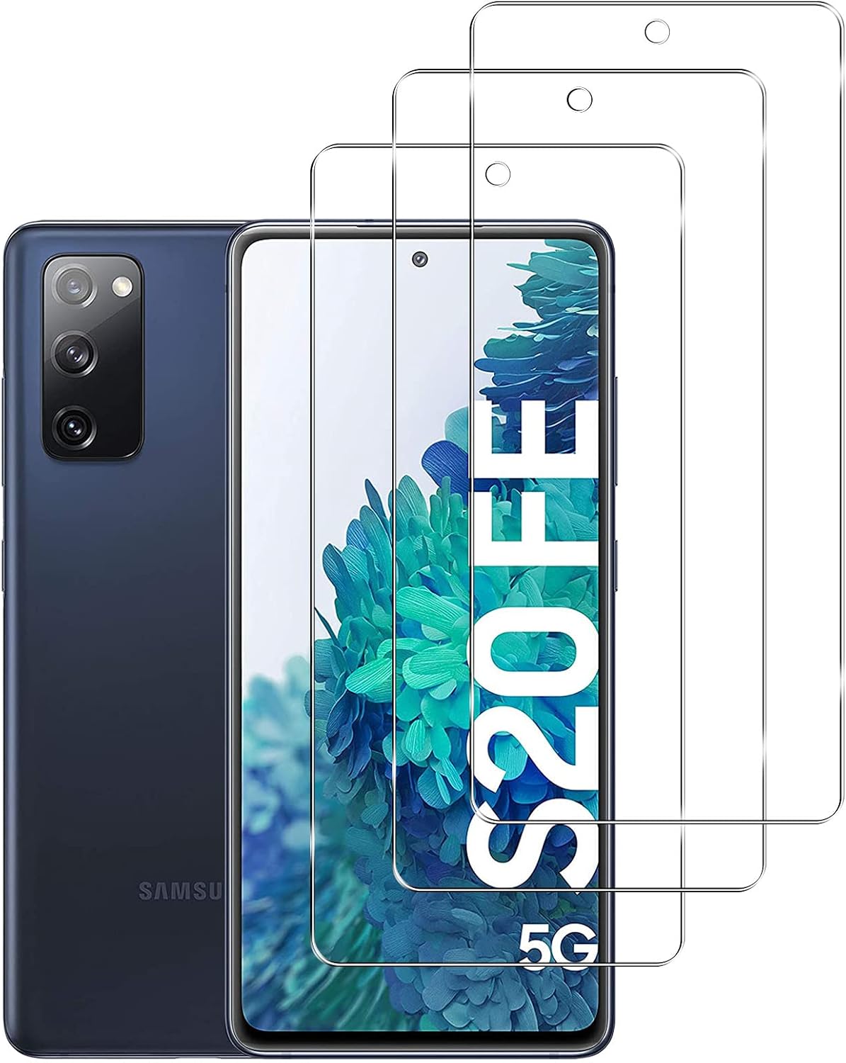 [Pack of 3 Compatible with Samsung Galaxy S20 FE 5G for Tempered Glass Screen Protector 9H Hardness Anti-Scratch Anti-Bubble HD Clear Screen Protector for Samsung Galaxy S20 FE 5G