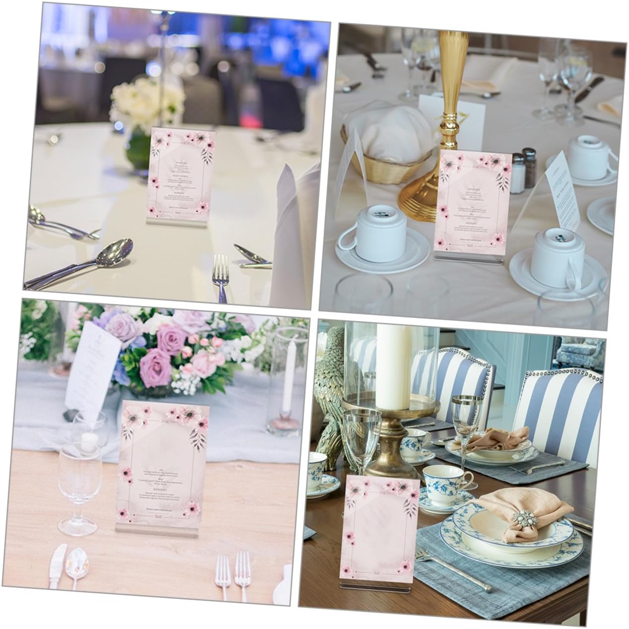 10pcs Shaped Acrylic Menu Holder for Restaurant Double-sided Price Display Stand Desktop Sign Holder for Bar Office and Home Use