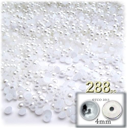 Miniatura 3 de 288 cuentas de media cúpula con acabado perlado, redondas, 0.157 in, color negro