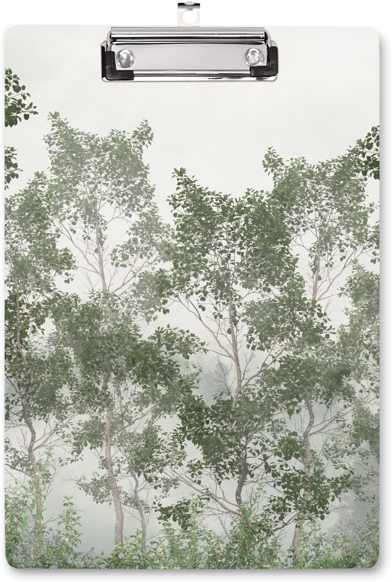 WAVEYU Cute Clipboard, Decorative Office Fashion Hardboard Wood Nursing Clip Board for Standard A4 Letter Size for Students, Women,12.5"x 9", Green