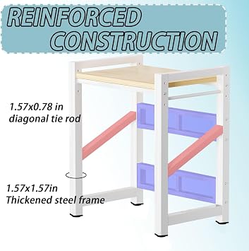 Washer Dryer Stacking Rack Stand with 4 Wheels, Metal Washer and Dryer Shelves with Storage Space, Portable Stacking Kit Washing Machine with Adjustable Plank, for Bathroom