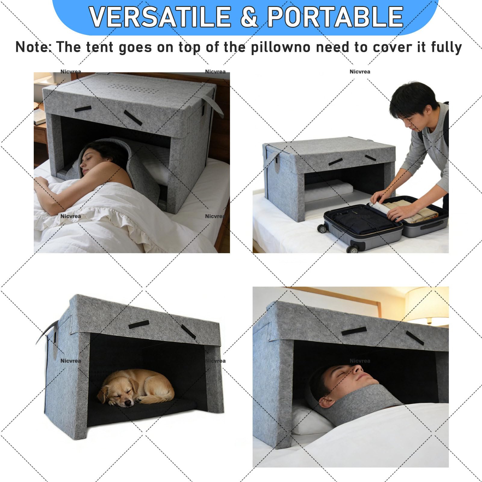 Tenda da cabina per dormire insonorizzata, riduzione del rumore portatile con isolamento in cotone, doppi altoparlanti integrati per un ambiente di sonno sicuro