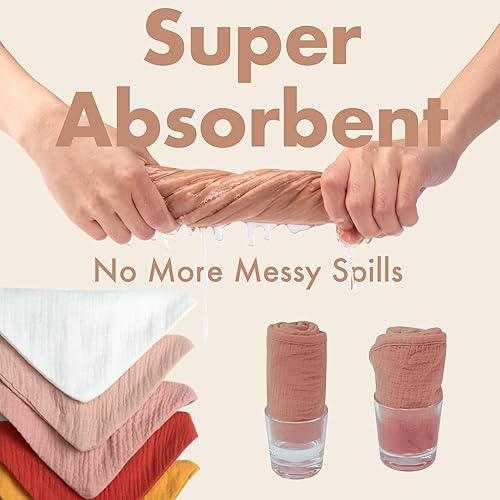 Miniatura 4 de Paquete de 8 baberos de muselina 100% algodón, baberos ajustables para bebés de 0 a 36 meses, niños y niñas