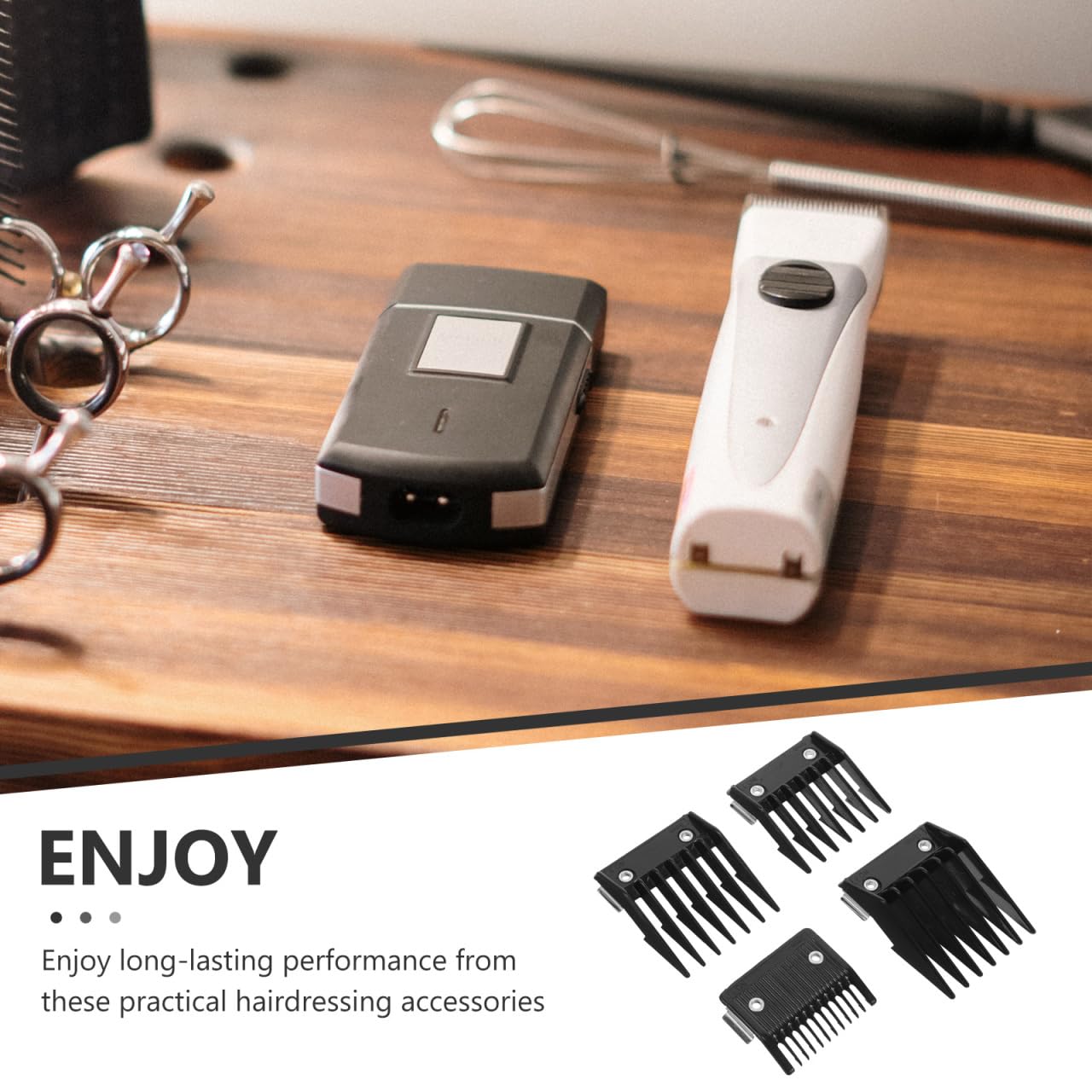 8-Piece Hair Clipper Guards Set – 2.55In Black Stainless Steel & ABS Attachments with Buckle for Precise Length Control, Home & Barber Use