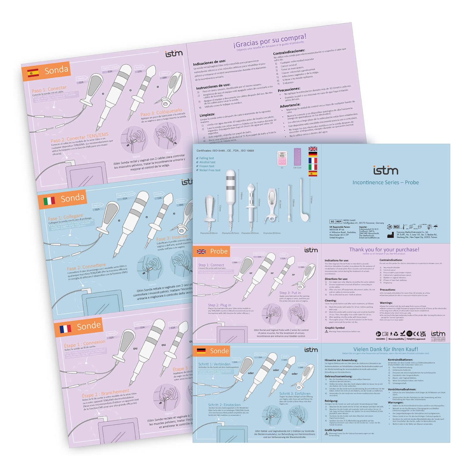 iStim PR-13 Sonda Anale e Rettale per Esercizi di Kegel – Stimolazione Pavimento Pelvico, Sollievo da Incontinenza e Rafforzamento Muscolare – Connettore 2 mm, Accessorio Compatibile con TENS/EMS